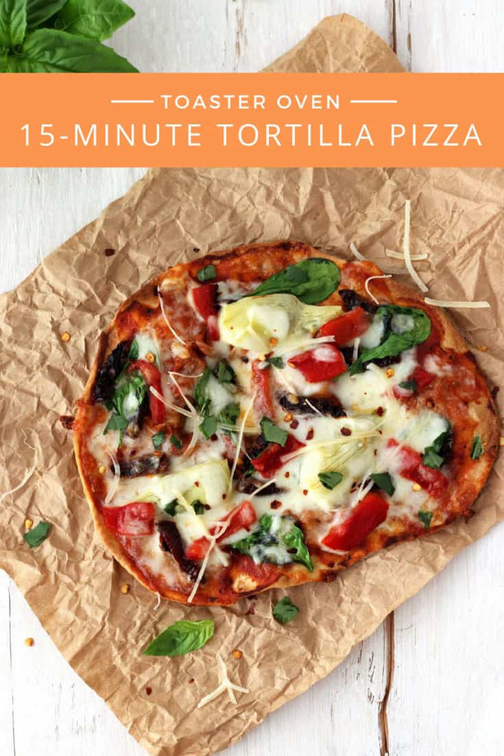 tortilla pizzas with sundried tomatoes and spinach (15 minutes!)