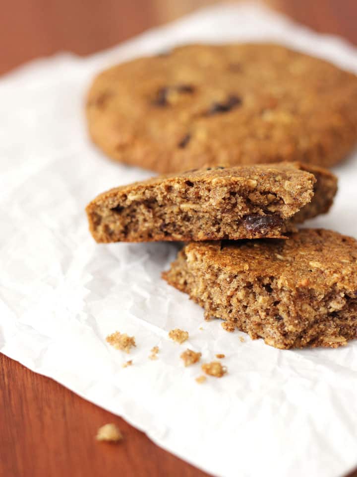 Baked cookies on a piece of parchment paper.