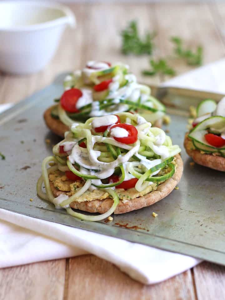 Chickpea Cucumber Mini Pita Pizzas