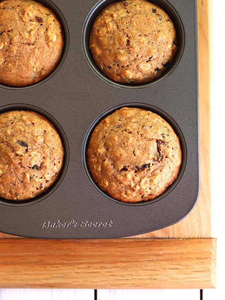 Baked muffins in a muffin pan.