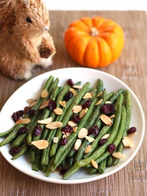 Holiday Toaster Oven Roasted Green Beans (With Cranberries & Almonds)