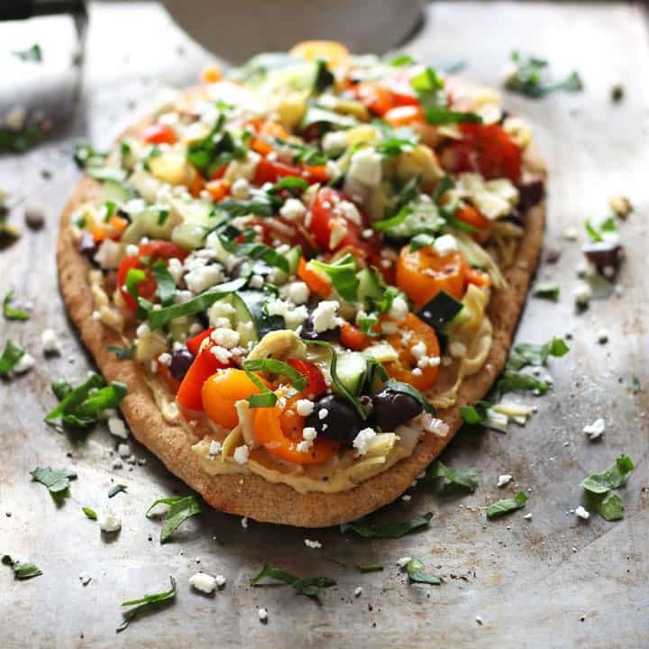 Veggie Hummus Flatbread