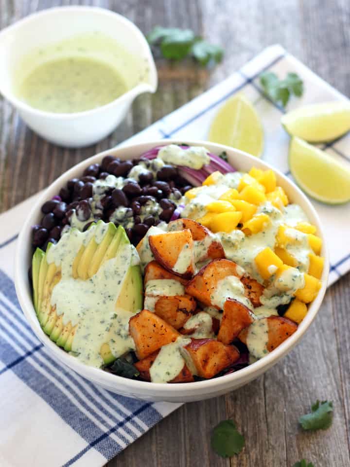 Mango Sriracha Potato Veggie Bowls