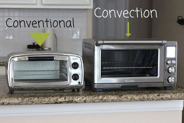 Small toaster oven next to a large countertop oven.