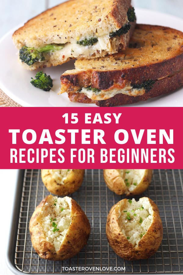 Grilled cheese on plate and baked potatoes on a rack.