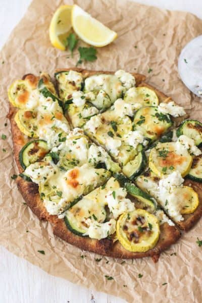 Ricotta Flatbread With Zucchini and Mozzarella