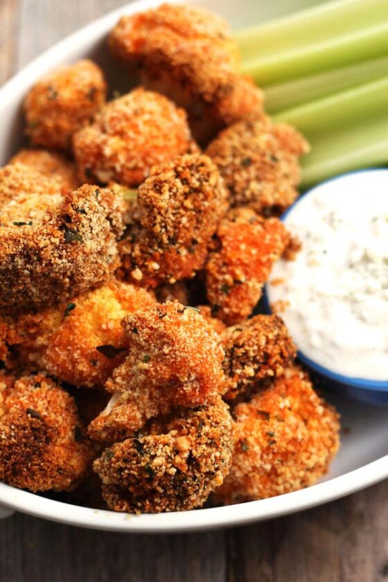 Dynamite Buffalo Broccoli and Cauliflower Bites