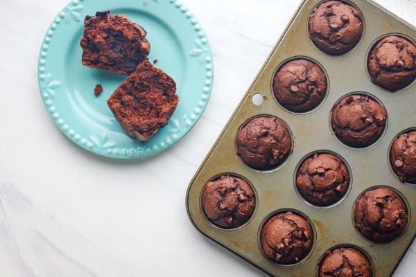 Baked mini muffin in pan.