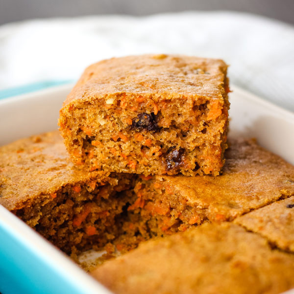 Toaster Oven Carrot Cake in a 7x5 baking dish.