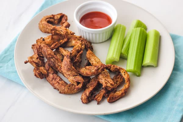 Plate of crispy soy curls.