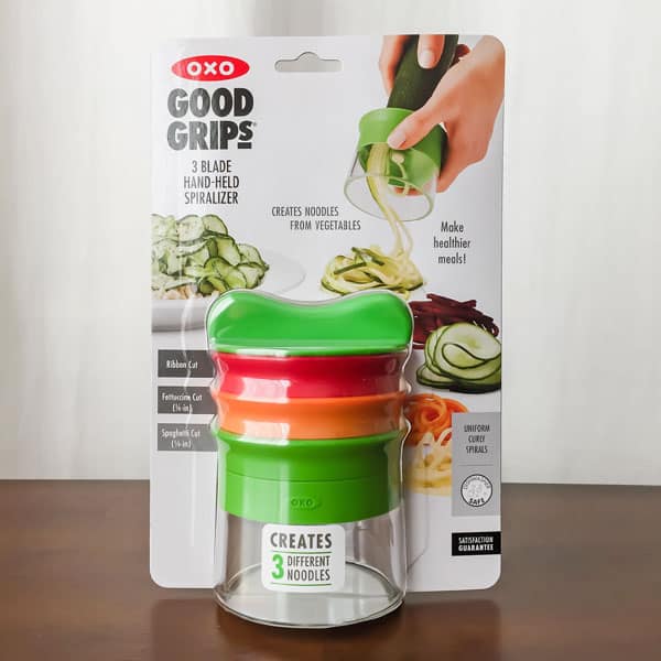 OXO Hand-Held Vegetable Spiralizer with 3 Blades in Packaging