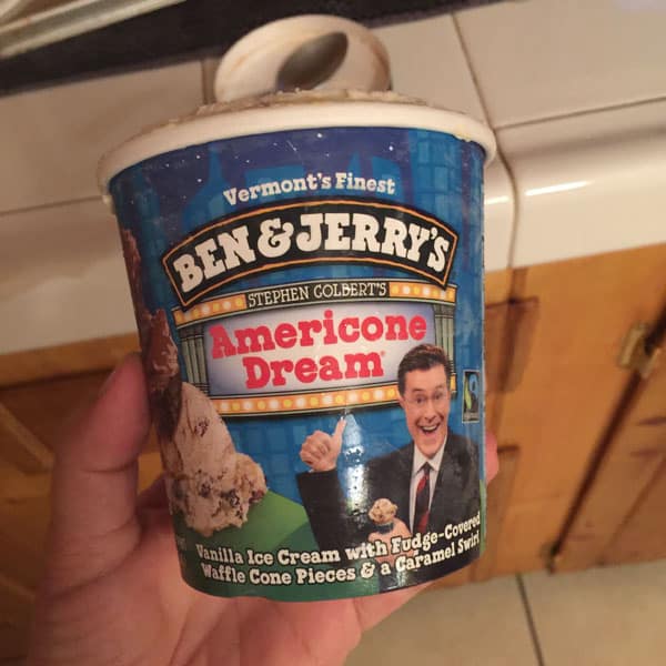 Carton of Ben and Jerry's American Dream Ice Cream