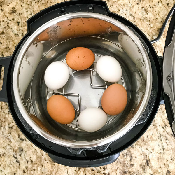 Hard boiled eggs in instant discount pot with silicone egg rack