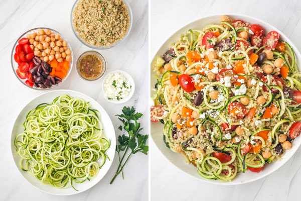 Quinoa and Zucchini Noodles Salad Easy Dinner For Two