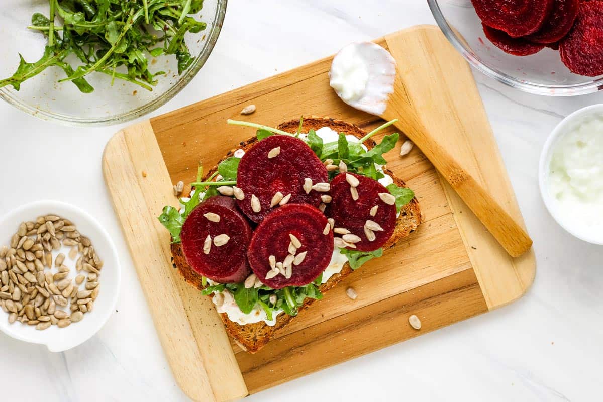 Beet Toast with Cottage Cheese