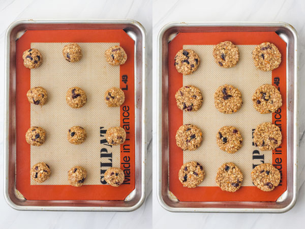 Cookie dough on a quarter baking sheet.