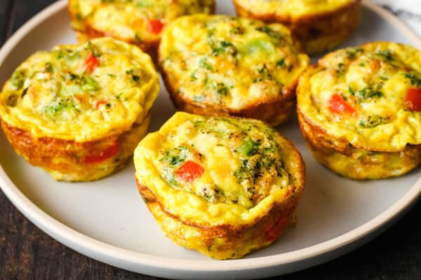 Baked egg muffins on a plate.