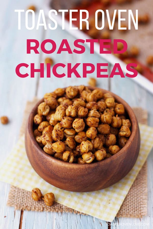 Toaster oven roasted chickpeas in a wooden bowl.