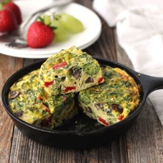 Baked toaster oven fritatta in a mini cast iron skillet